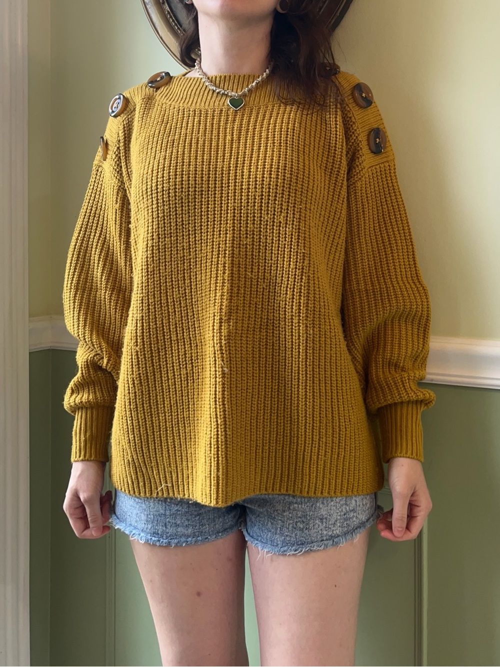 Philosophy yellow button sweater